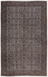Grey & Brown Floral Vintage Hand-Knotted Rug 156x260 cm (5'1" x 8'6")
