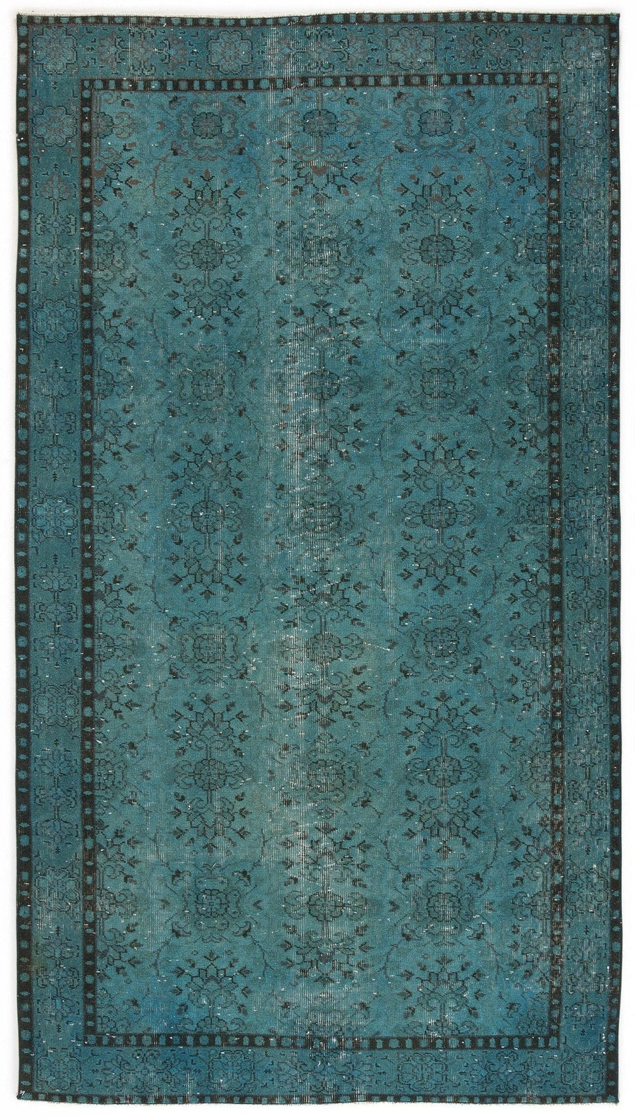 Lacivert Siyah Bohem Eskitme Yün Halı 154x274