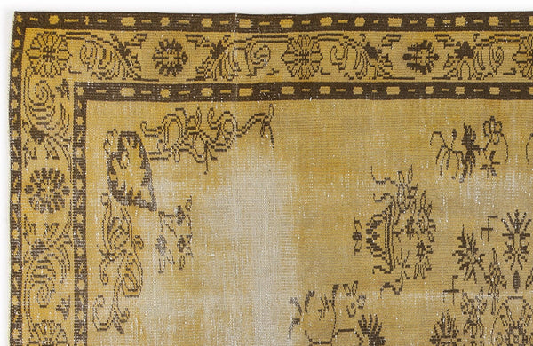 Sarı Eskitme Klasik Yün Halı 178x271