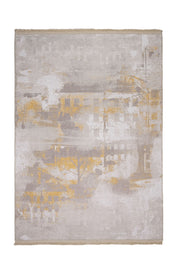 Bej Gold Abstract Bohem Triko Halı - Yıkanabilir - Kaymaz Taban - Pati Dostu