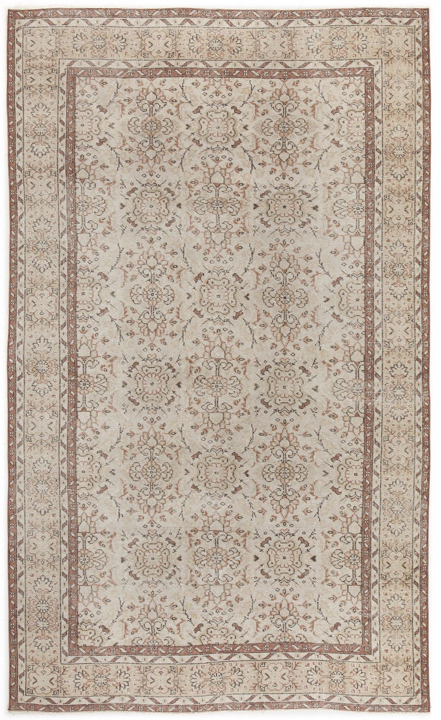 Bej Anadolu Eskitme Geometrik Yün Halı 172x287 - Özel Seri