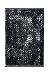Black and White Distressed Geometric Living Room Rug - Cotton