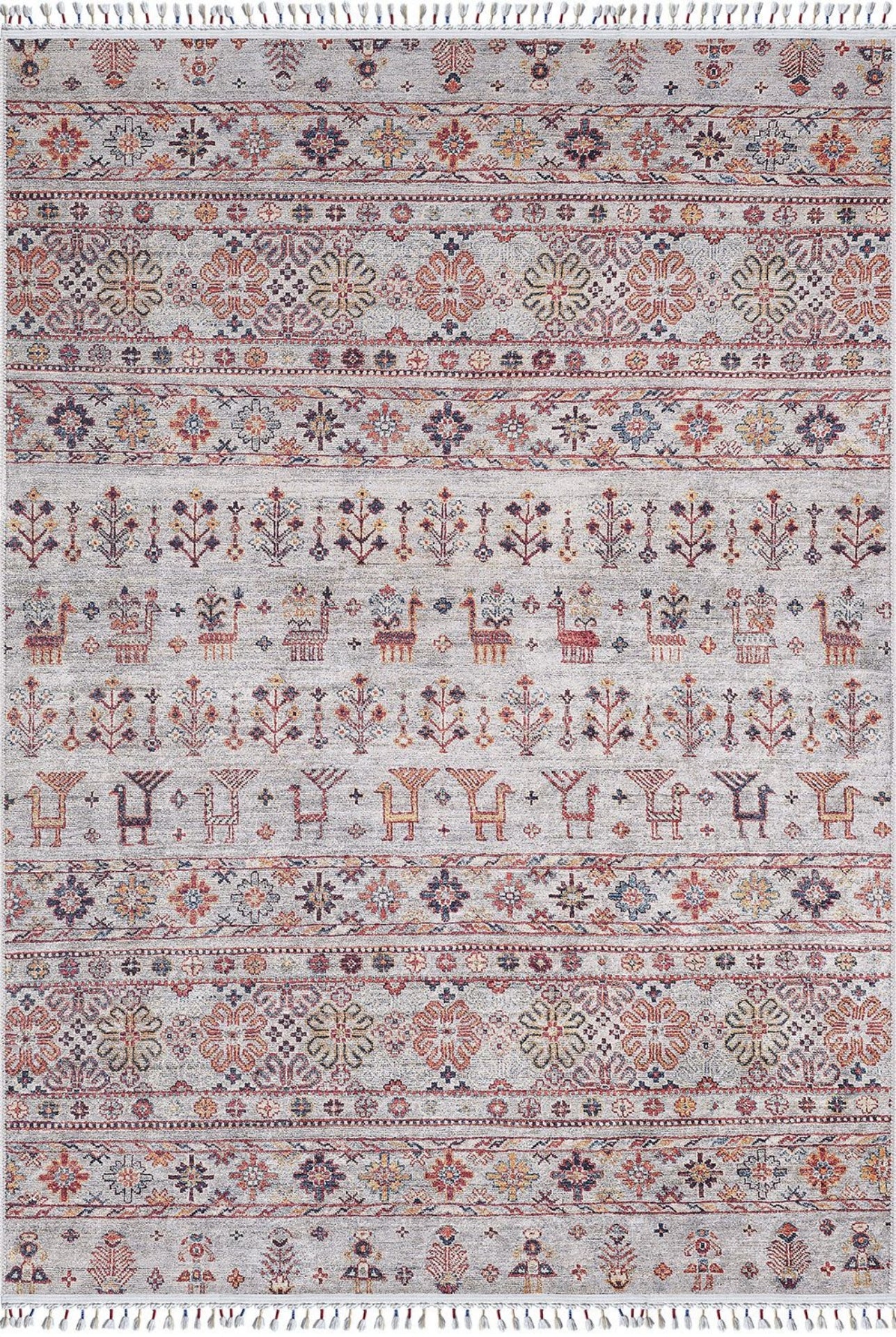 Mikolajki Gri Klasik Dijital Baskı Halı Halınet