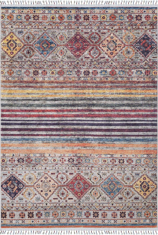 Etnik Geometrik Halı - Yıkanabilir - Kaymaz Taban - Pati Dostu