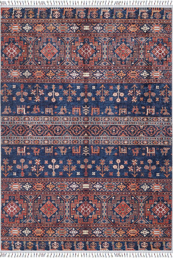 Etnik Geometrik Halı - Yıkanabilir - Kaymaz Taban - Pati Dostu