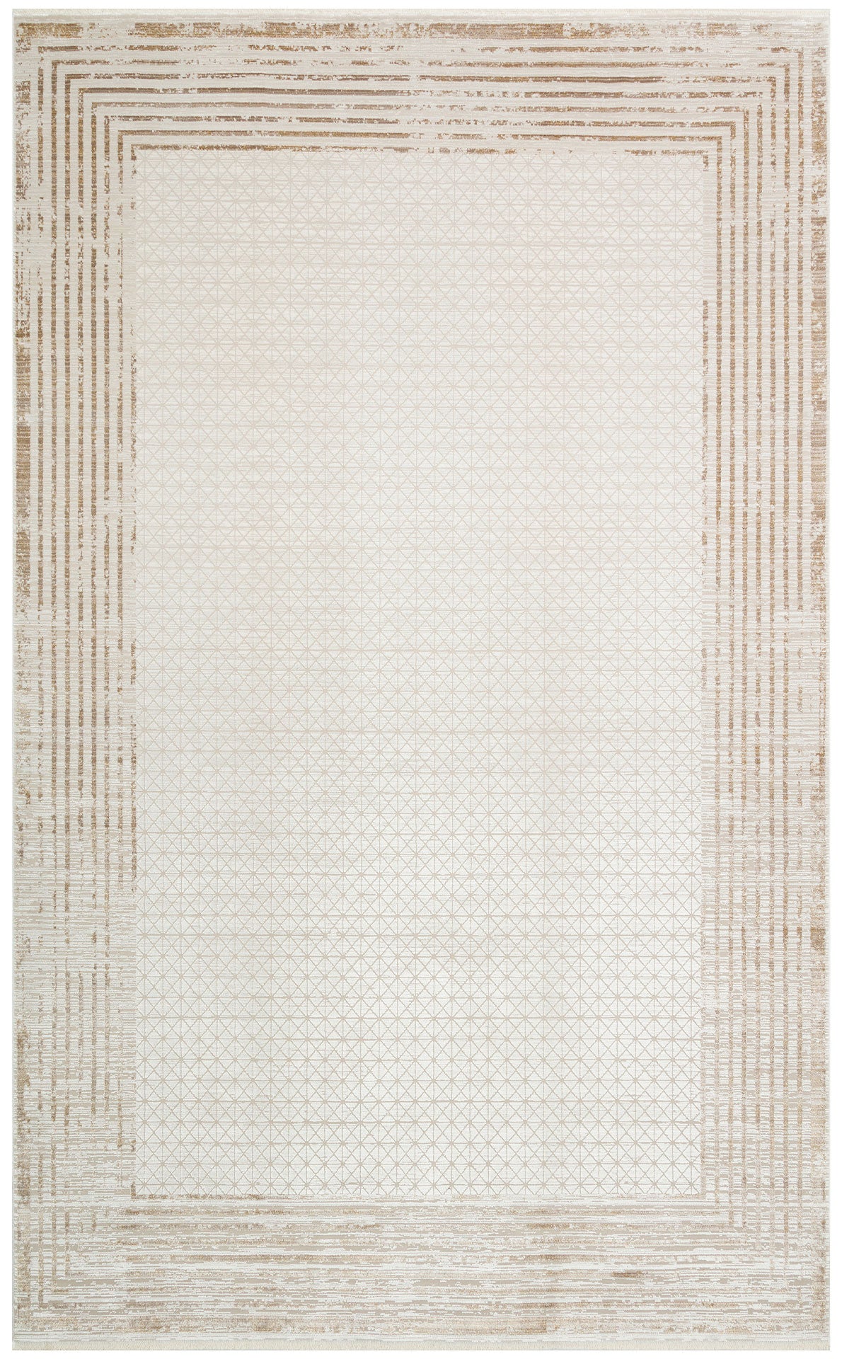 Denver Krem Art Deco Desenli Yüksek Kalite Sık Dokuma Salon Halısı Eko