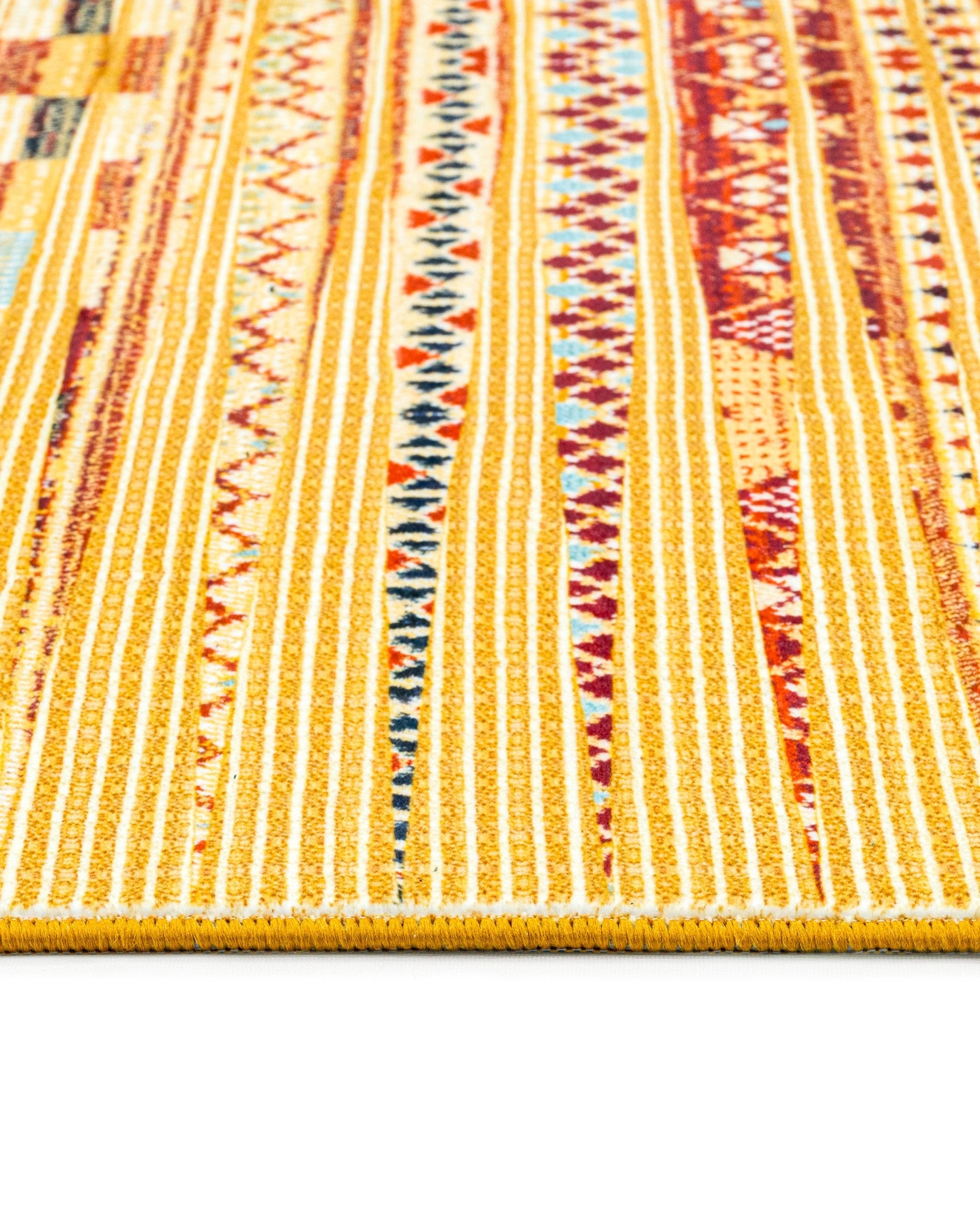 Bohem Etnik Çizgili Triko Halı - Yıkanabilir - Kaymaz Taban - Pati Dostu