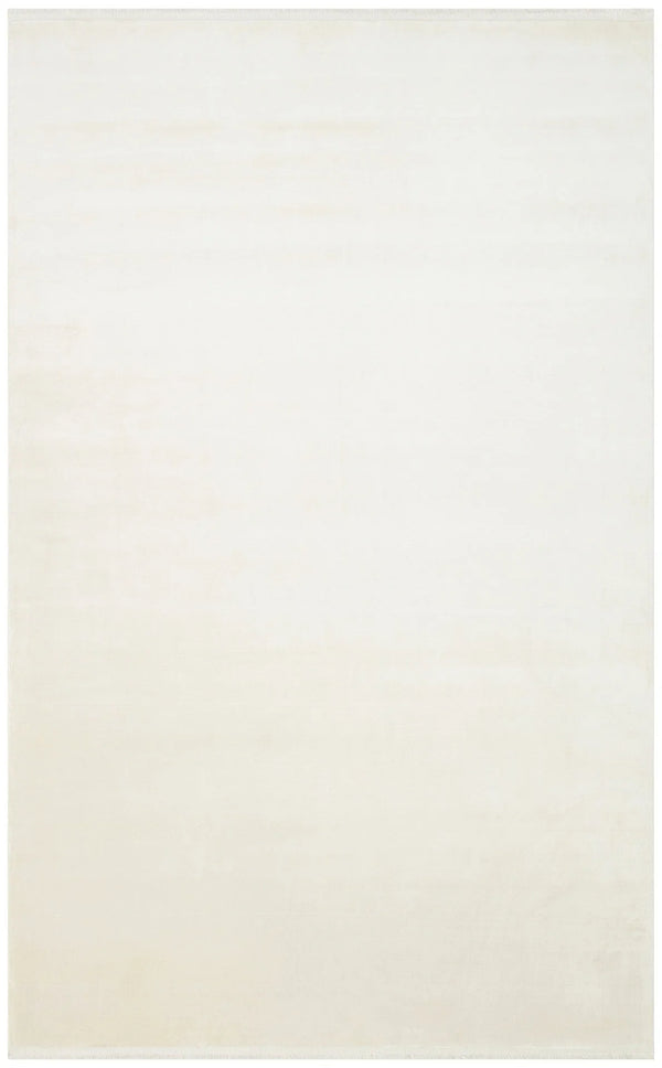 Beyaz Krem Düz Modern Viskon Halı - Pati Dostu - Toz Vermez
