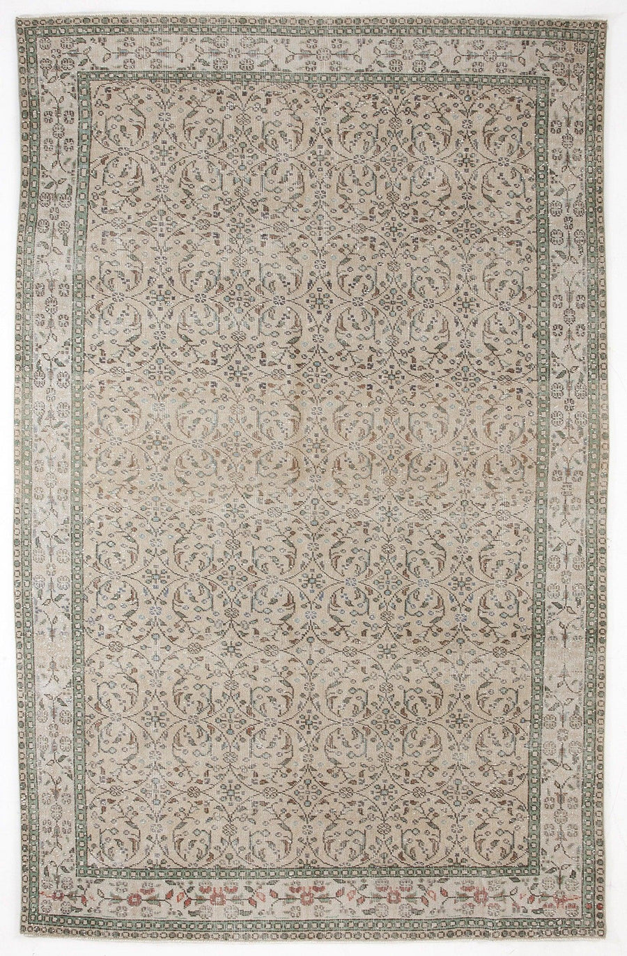 Bej Anadolu Geometrik Klasik Yün Halı 184x300 - Özel Seri
