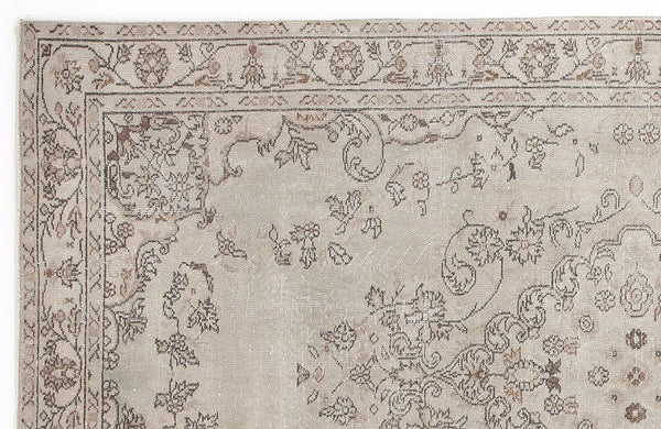 Bej Anadolu Madalyonlu Çiçekli Yün Halı 171x301 - Özel Seri