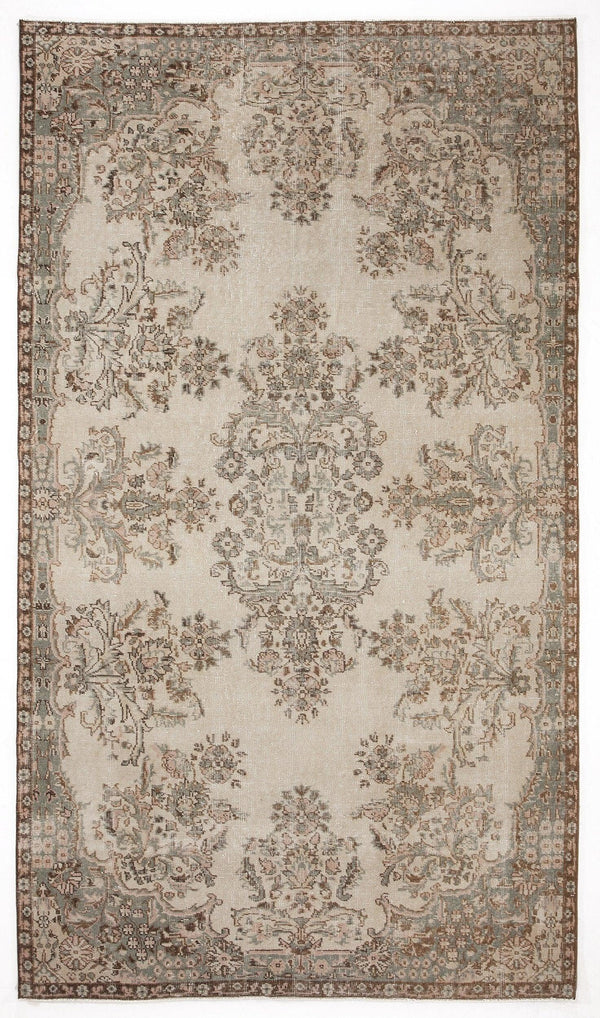 Bej Anadolu Çiçekli Yün Halı 165x290 - Özel Seri