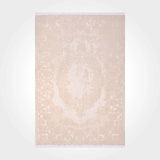 Open Beige Distressed Medallion Living Room Rug - Acrylic