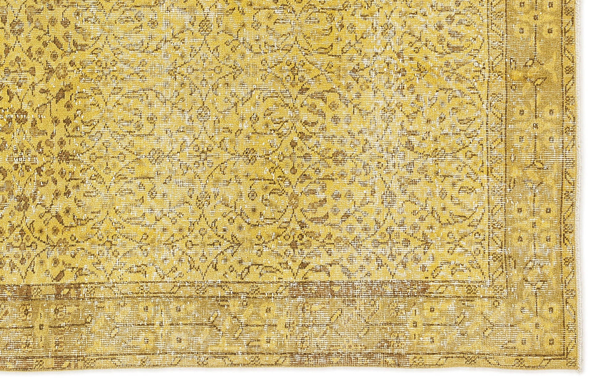 Atina Sarı Eskitme Yün El Dokuma Halısı 140 x 260 Apex Unique