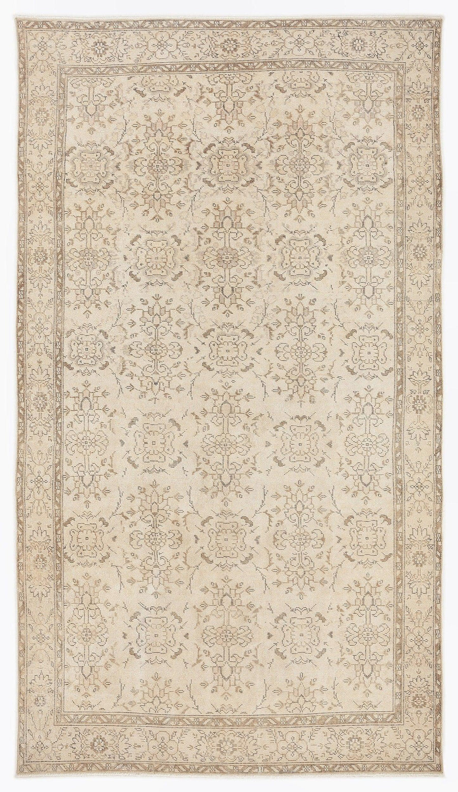 Bej Anadolu Eskitme Geometrik Yün Halı 180x312 - Özel Seri