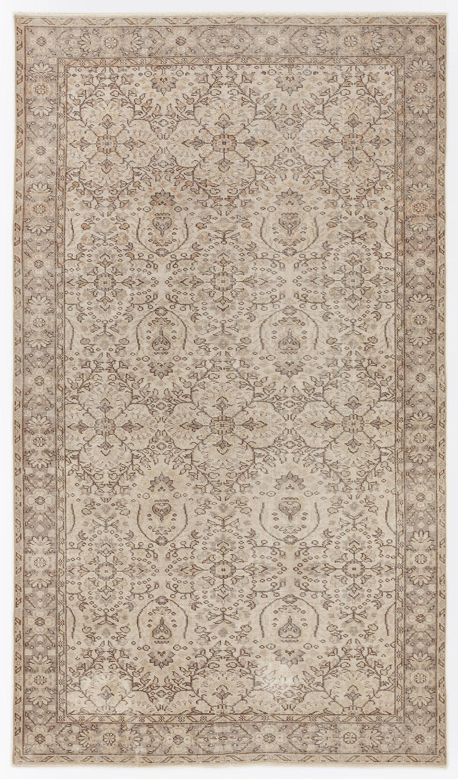 Bej Anadolu Geometrik Klasik Yün Halı 170x292 - Özel Seri