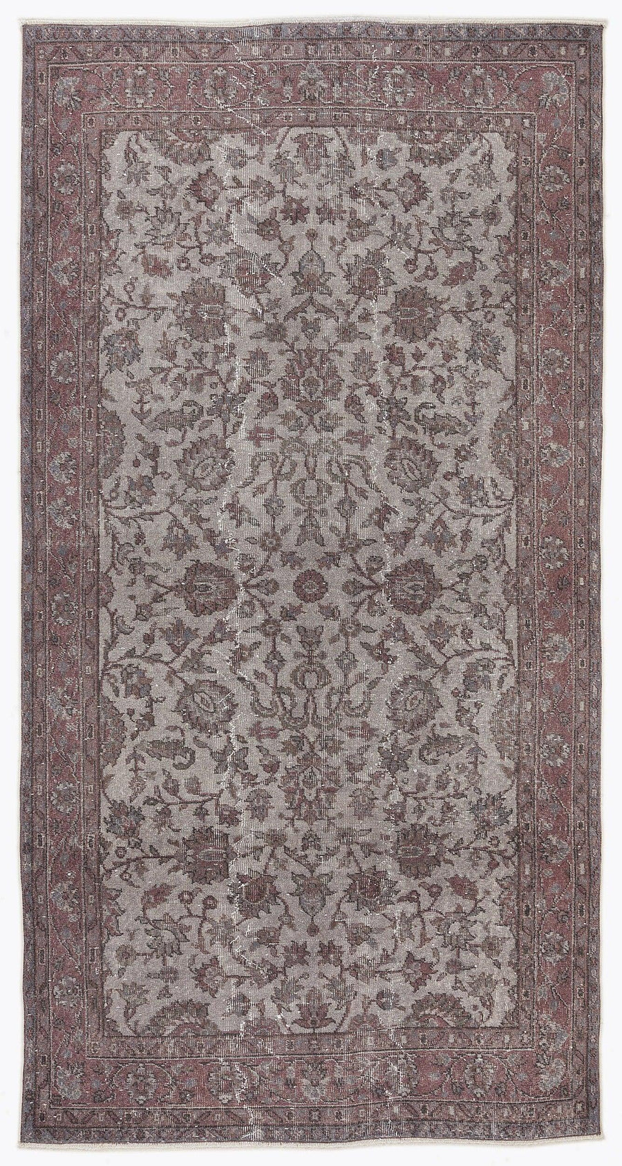 Bej Anadolu Eskitme Çiçekli Yün Halı 150x288 - Özel Seri
