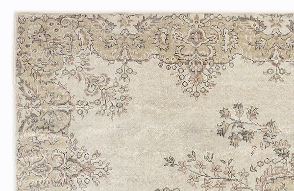 Bej Anadolu Eskitme Madalyonlu Yün Halı 205x312 - Özel Seri