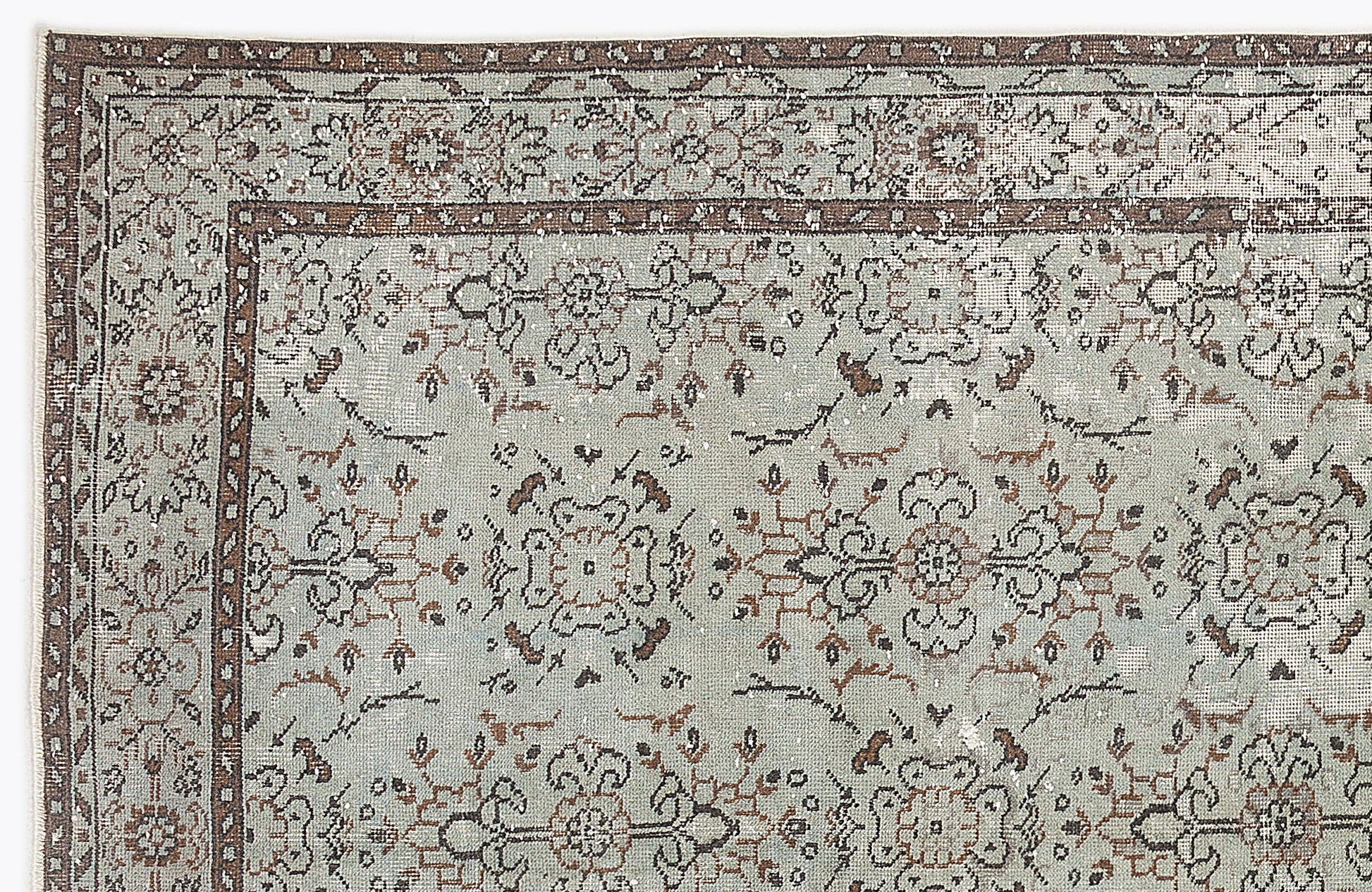 Atina Yeşil Eskitme Yün El Dokuma Halısı 168 x 300 Apex Unique