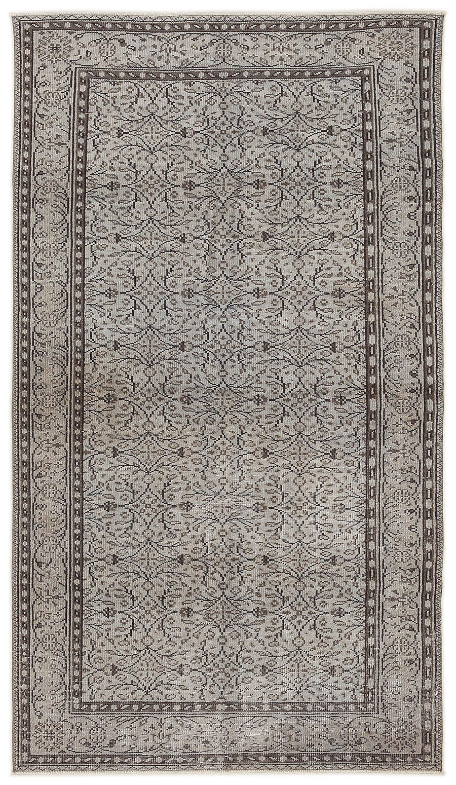 Gri Anadolu Geometrik Klasik Yün Halı 150x268 - Özel Seri