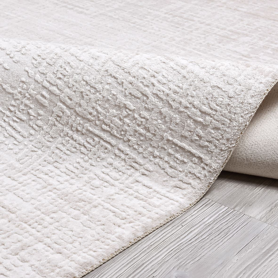 Kaia Krem Çizgili Triko Akrilik Makine Halısı Crea