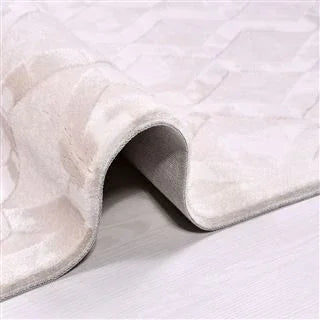 Krem Geometrik Modern Triko Halı - Pati Dostu - Toz Vermez
