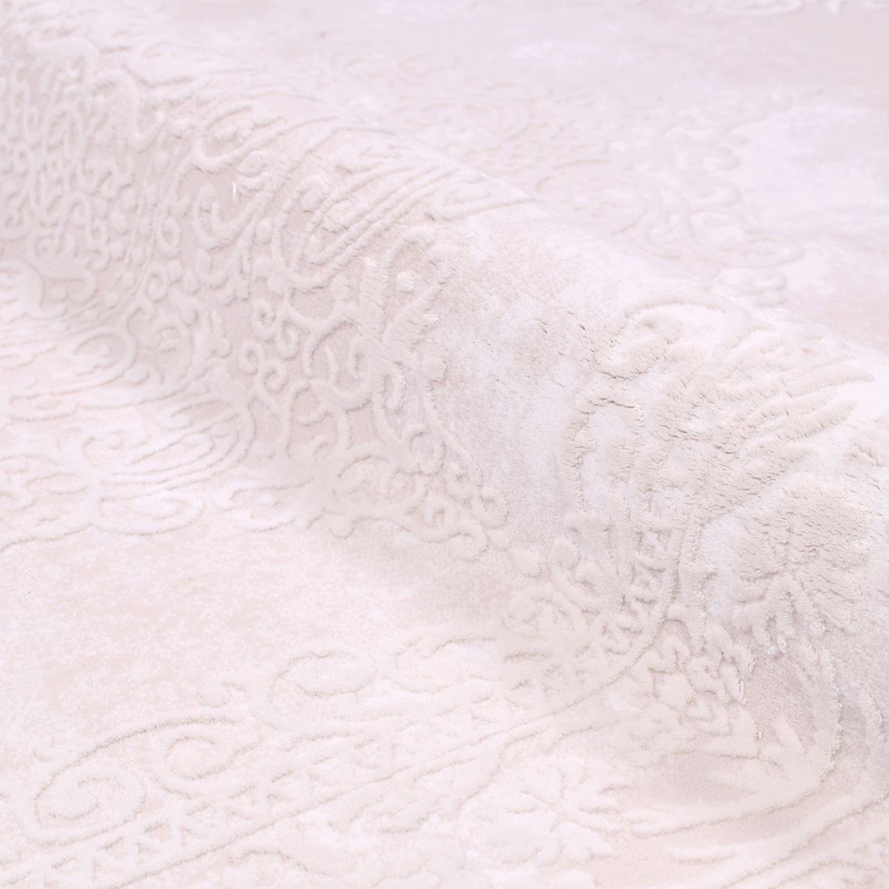 Josie Krem Çerçeveli Triko Akrilik Makine Halısı Crea