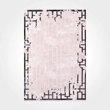 Open Beige Black Modern Living Room Rug - Acrylic