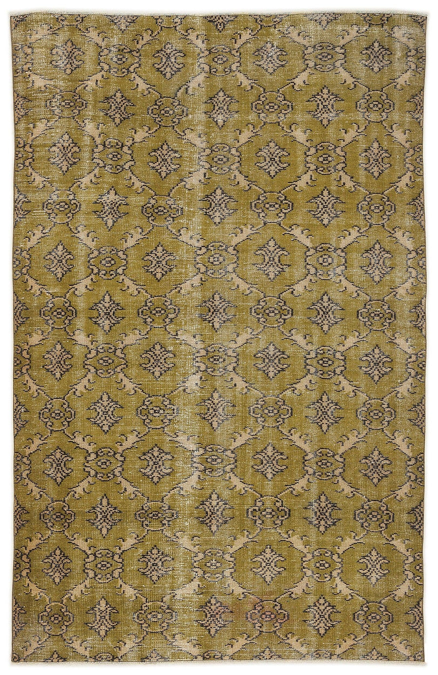 Krem Anadolu Eskitme Geometrik Yün Halı 172x256 - Özel Seri