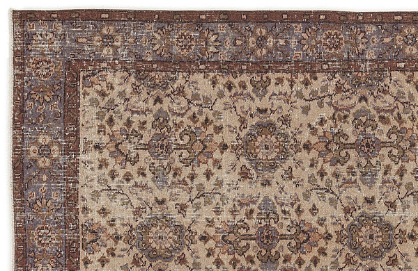 Bej Anadolu Eskitme Madalyonlu Yün Halı 156x275 - Özel Seri