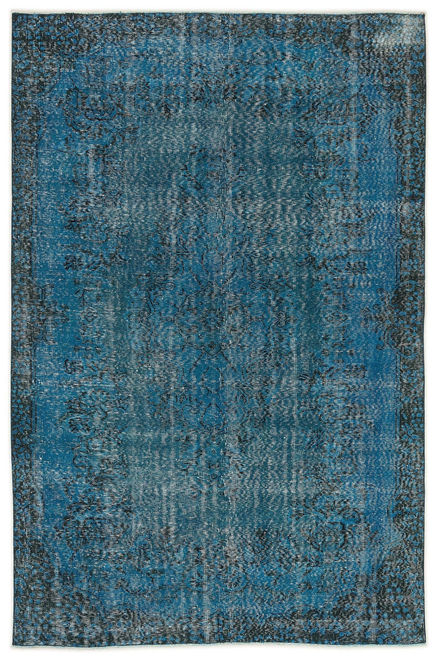 Krem Mavi Bohem Eskitme Yün Halı 178x276