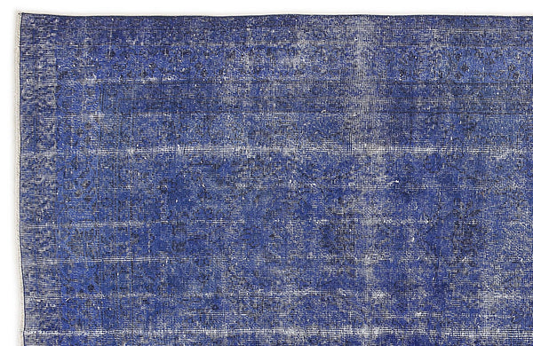 Mavi Isparta Eskitme Madalyonlu Yün Halı 186x306 - Özel Seri