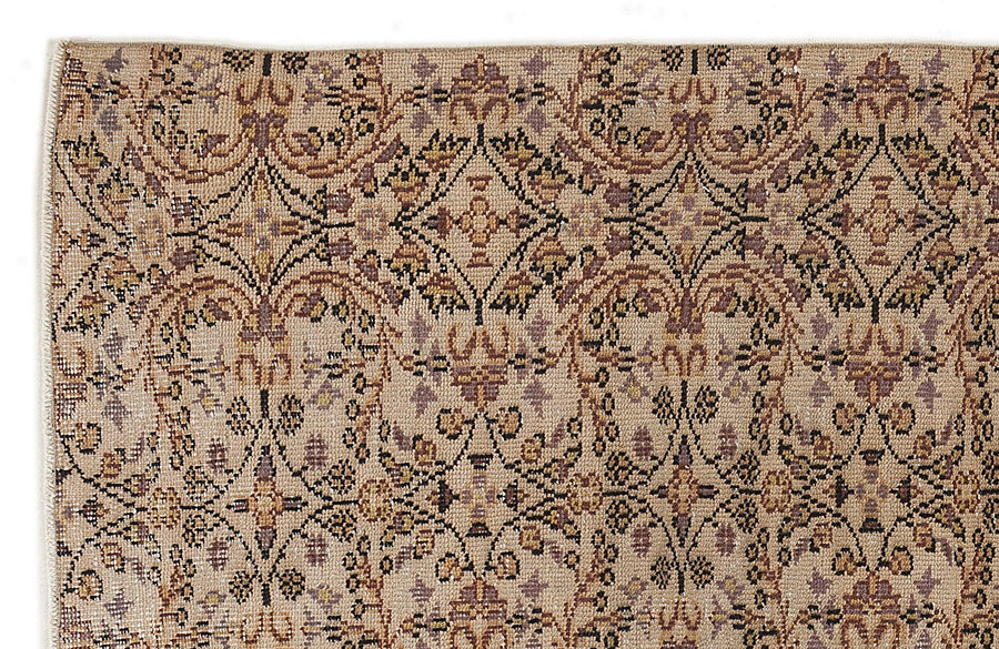 Geometric Beige Hand-Knotted Wool Rug 184x263 cm (6' x 8'8") – in the living room