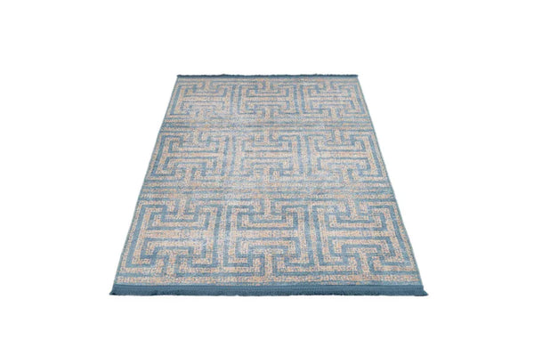 Bej Gri Bohem Bordürlü Halı - Yıkanabilir - Kaymaz Taban - Pati Dostu