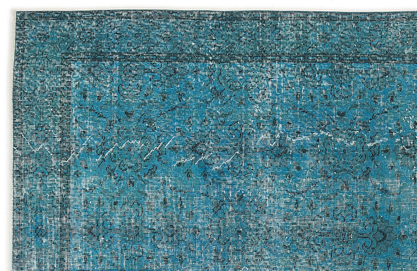 Beyaz Mavi Bohem Eskitme Yün Halı 155x280