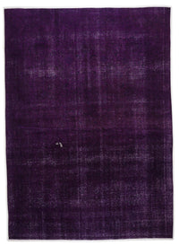 Plain Purple Hand-Knotted Vintage Wool Rug 285x393 cm (9'4" x 12'11")