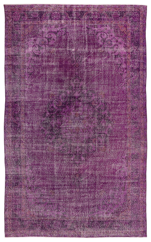 Pembe Eskitme Geometrik Yün Halı 201x334