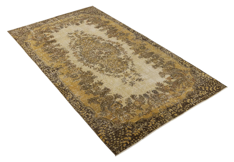 Sarı Anadolu Eskitme Klasik Yün Halı 161x287 - Özel Seri