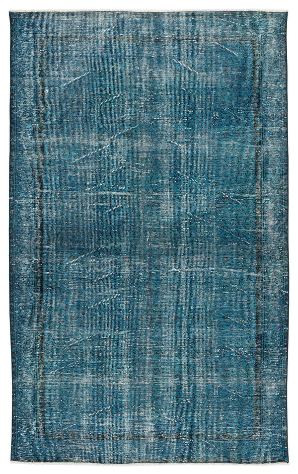 Mavi Anadolu Eskitme Geometrik Yün Halı 163x267 - Özel Seri