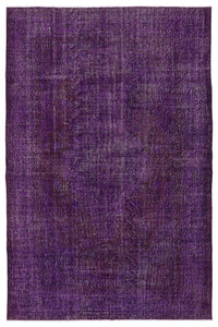 Tapis violet et rouge tissé à la main, à motif abstrait, 205x314 cm