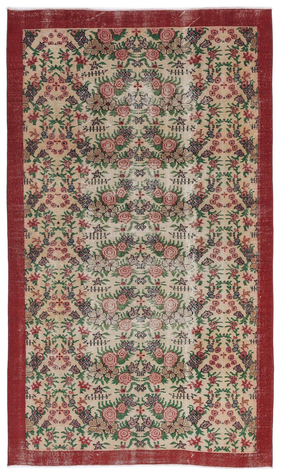 Krem Anadolu Çiçekli Yün Halı 163x285 - Özel Seri