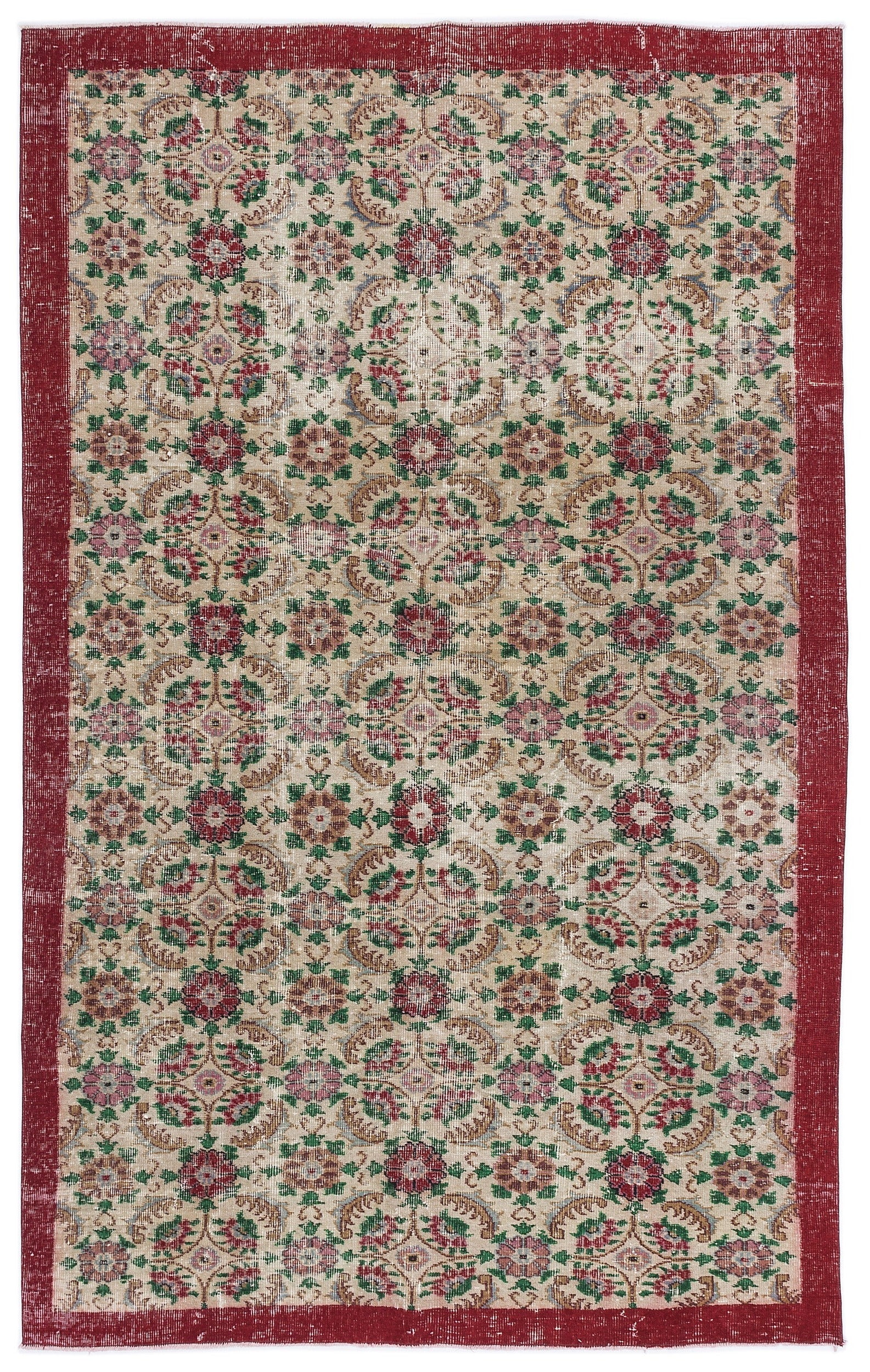 Atina Krem Eskitme Yün El Dokuma Halısı 164 x 270 Apex Unique