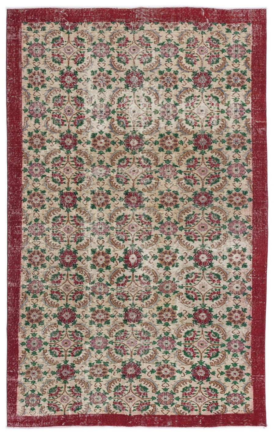 Krem Anadolu Çiçekli Yün Halı 164x270 - Özel Seri