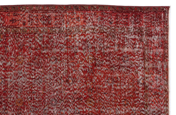 Kırmızı Anadolu Eskitme Geometrik Yün Halı 184x333 - Özel Seri