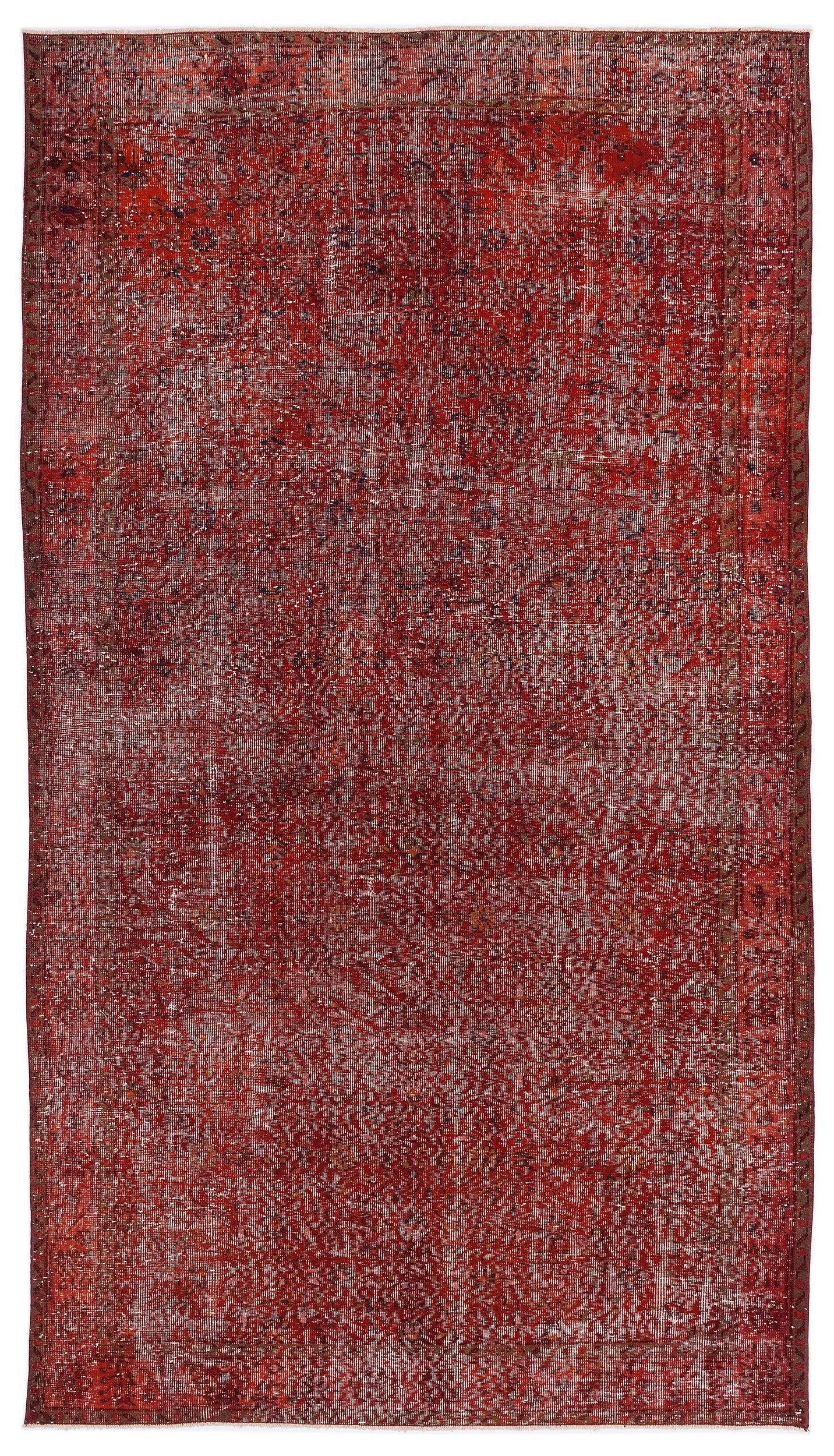 Atina Kırmızı Eskitme Yün El Dokuma Halısı 184 x 333 Apex Unique