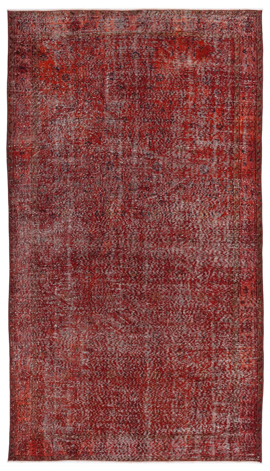 Kırmızı Anadolu Eskitme Geometrik Yün Halı 184x333 - Özel Seri
