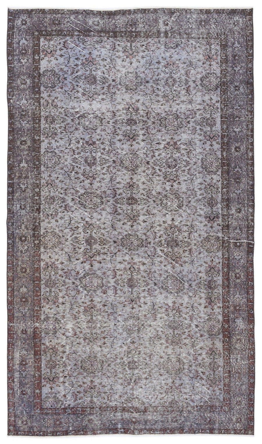 Mavi Anadolu Eskitme Geometrik Yün Halı 173x304 - Özel Seri