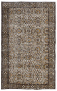 Brown & Beige Floral Hand-Knotted Wool Rug 175x278 cm (5'9" x 9'1")