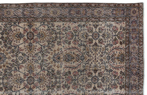 Gri Anadolu Madalyonlu Çiçekli Yün Halı 154x275 - Özel Seri
