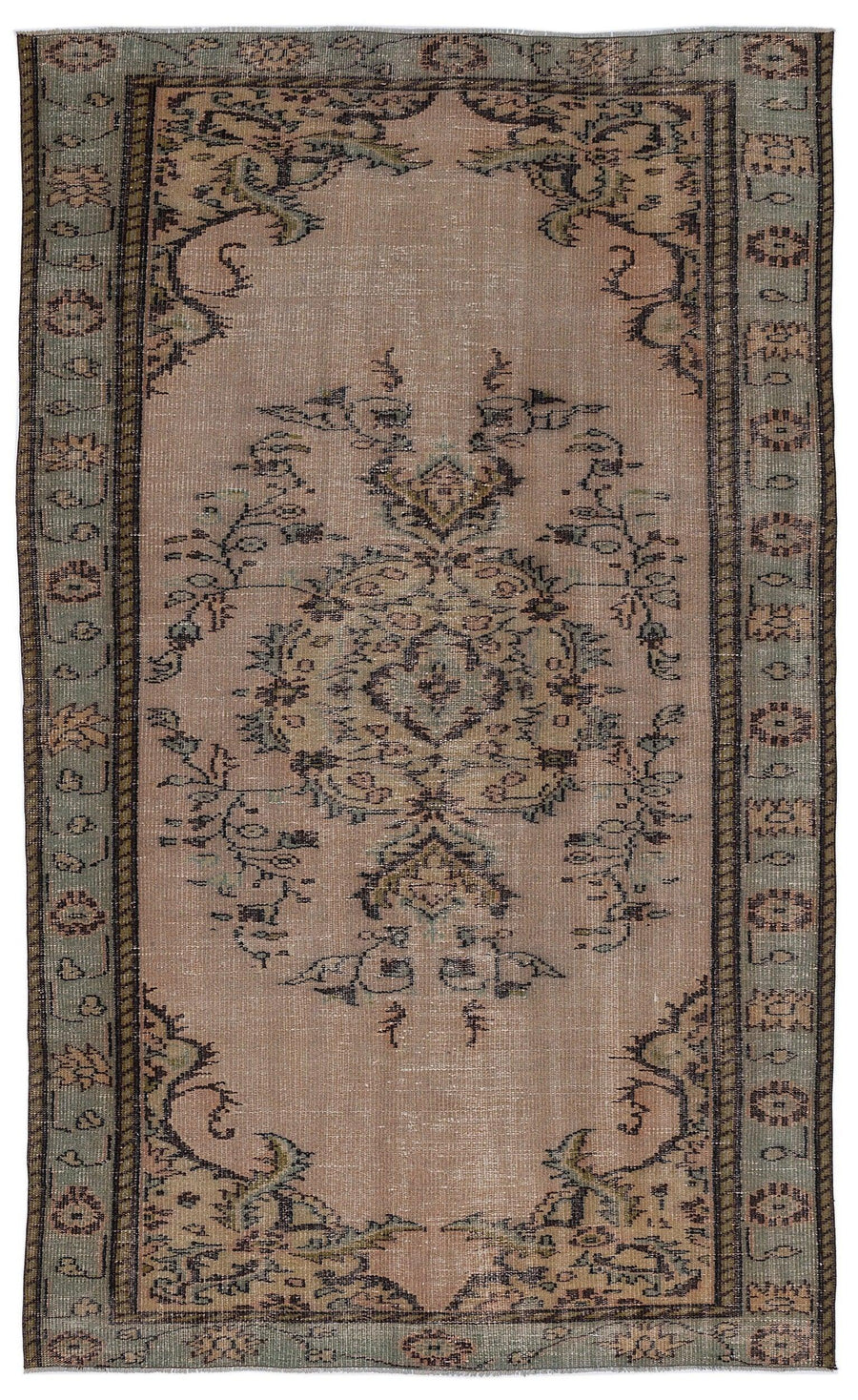 Bej Anadolu Eskitme Geometrik Yün Halı 166x273 - Özel Seri