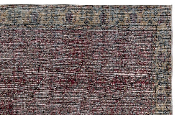 Bej Bordo Anadolu Eskitme Çiçekli Yün Halı 145x244 - Özel Seri